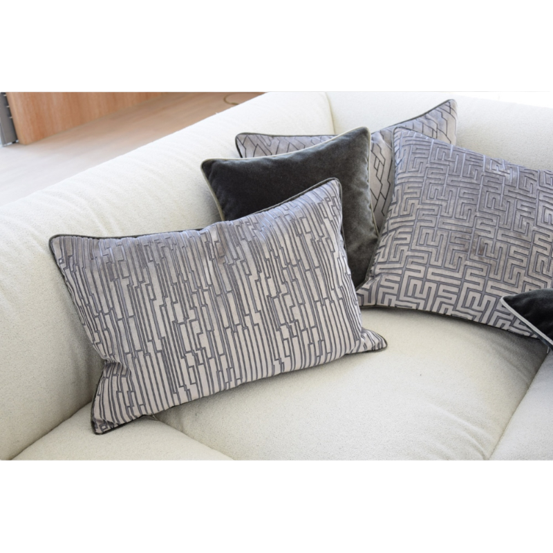 Rohleder Home Collection Cushion Quatum Stone Beige Gray Velvet Velvet