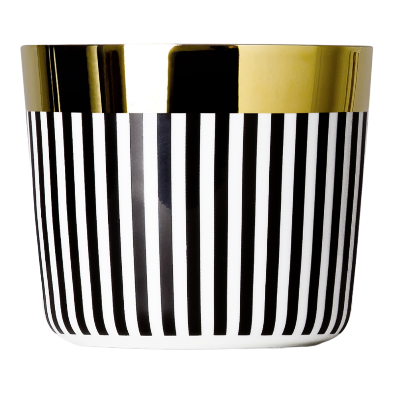 SIEGER by Fürstenberg porcelain Sip Of Gold Champagne tumbler Black White Vertical Stripes
