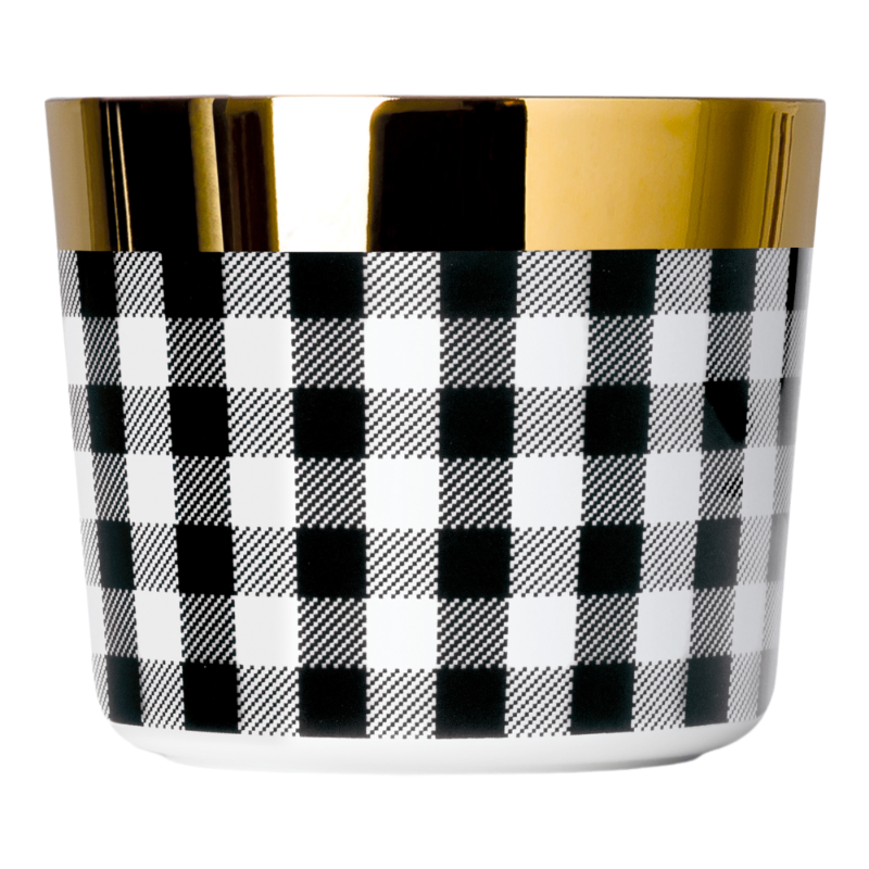 SIEGER by Fürstenberg porcelain Sip Of Gold Champagne tumbler Black White Vichy