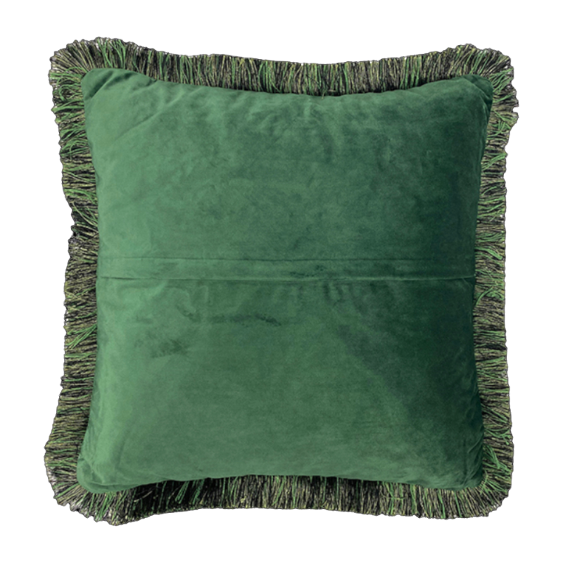 VanillaFly cushion fringes green velvet